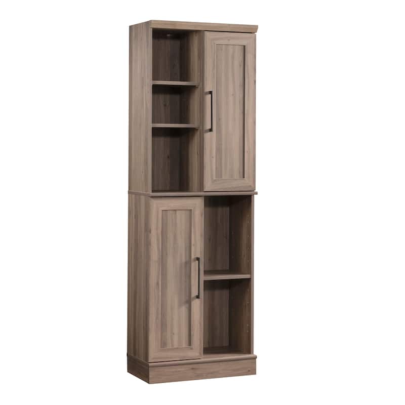 Wood Storage Cabinet with customizable storage, Brown Gray - 23.31"W x 12.99"D x 71.42"H