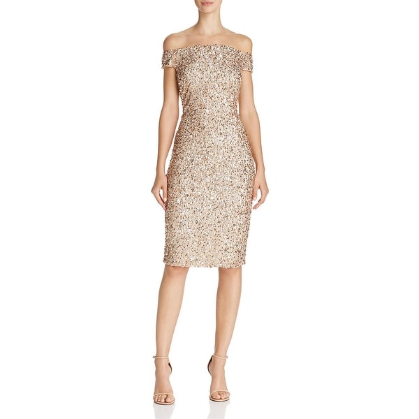 adrianna papell off the shoulder sequin dress