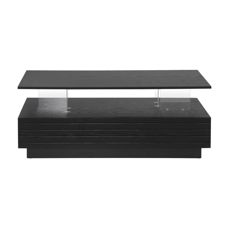 47.2" LED Coffee Table with Drawers & Light Display
