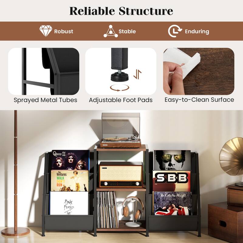 Gymax Record Player Stand w/ Vinyl Storage Turntable Display Stand w/