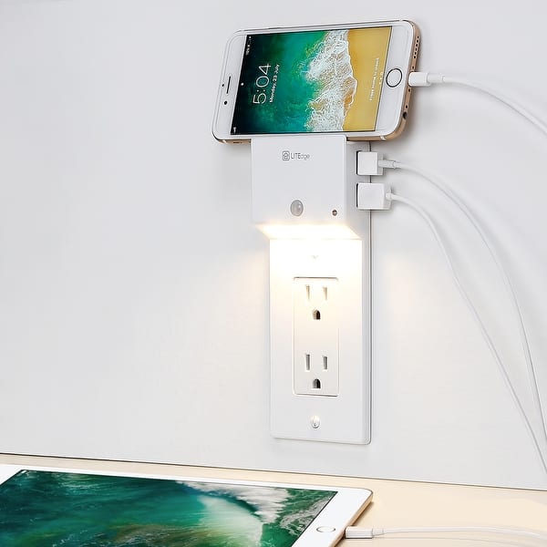 Quick Charge USB Decor Wall Plate With Motion Activated Night Light ...