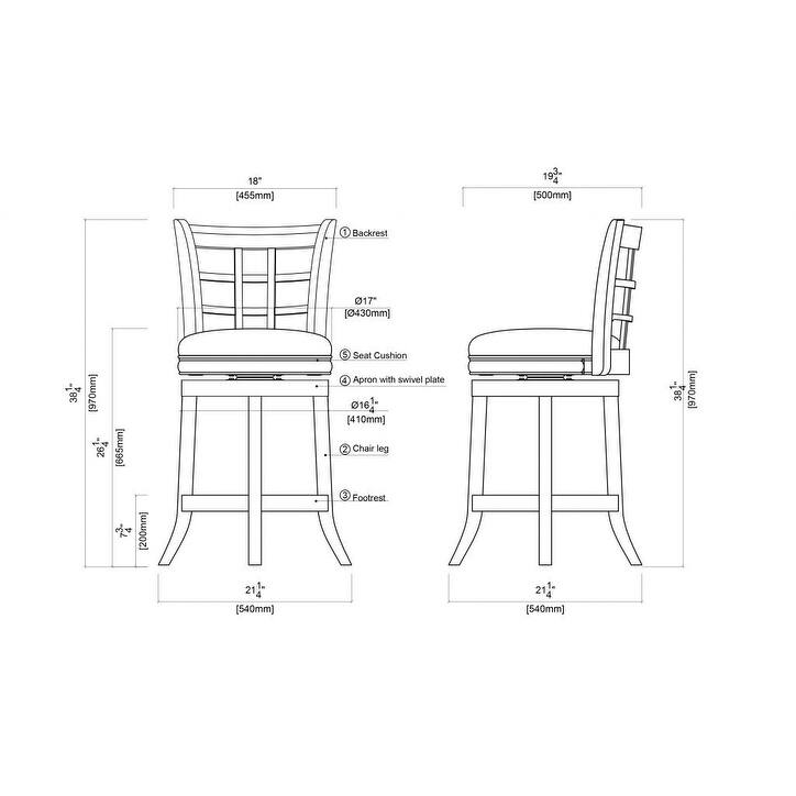 Kyoto Black Wood 24-inch Swivel Stool