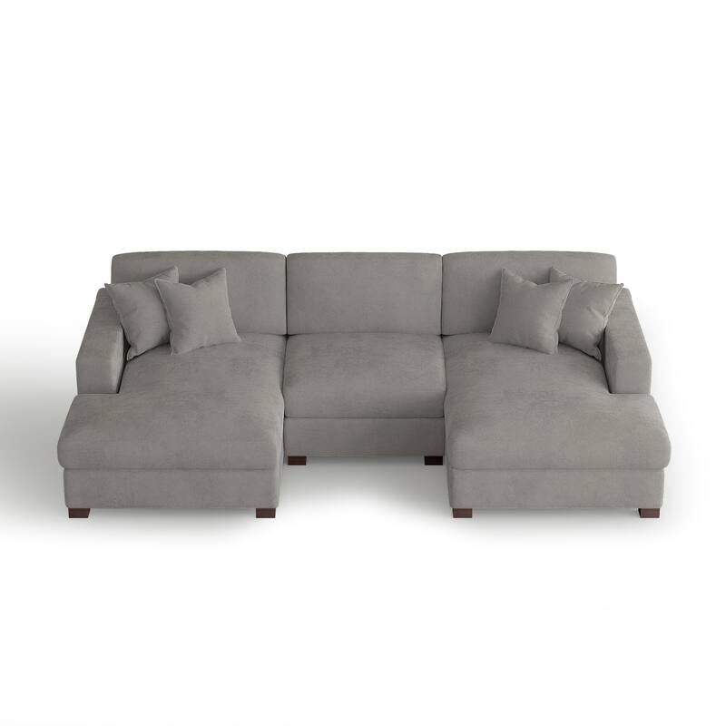 Oversized Chenille Modular Sectional Sofa With Deep Seat