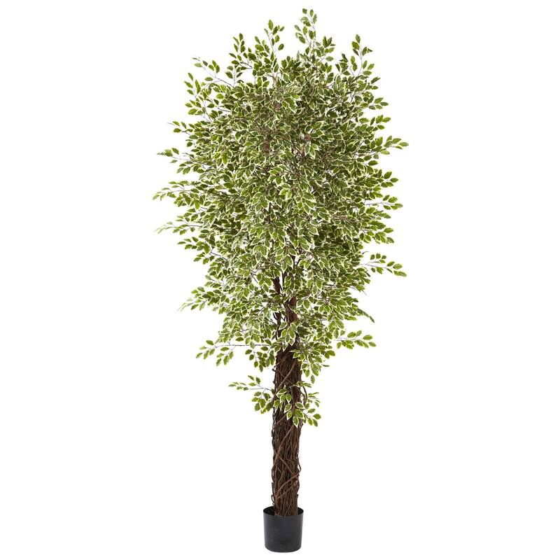 Variegated Mini City Sleek Tree - 7.5Ft Artificial Tree with 4131 Leaves for Home Office Decor - 7.5ft.
