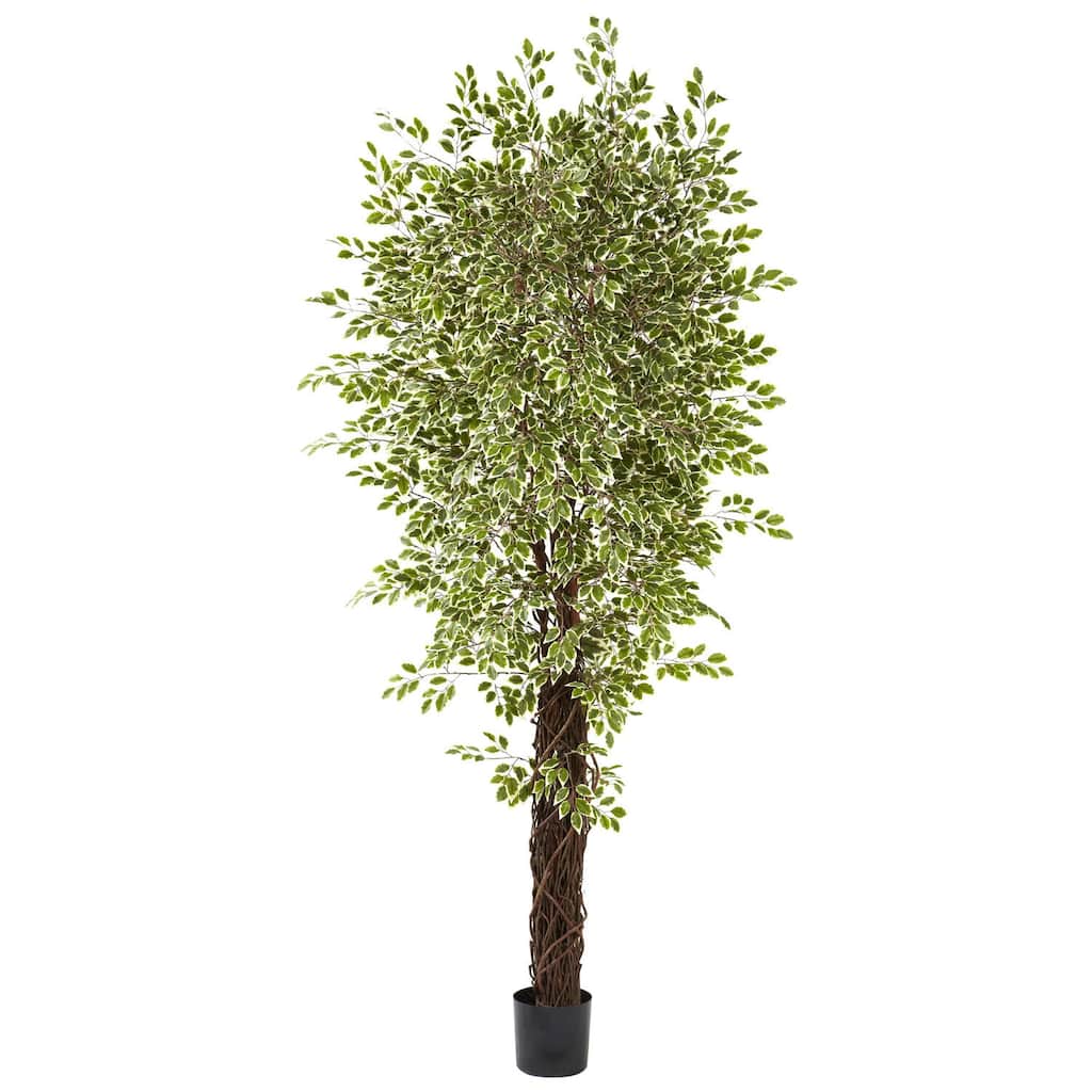 Variegated Mini City Sleek Tree - 7.5Ft Artificial Tree with 4131 Leaves for Home Office Decor - 7.5ft.