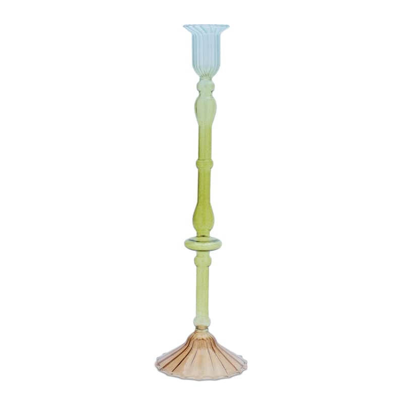 Multicolored Glass Taper Candle Holder (Set of 3)