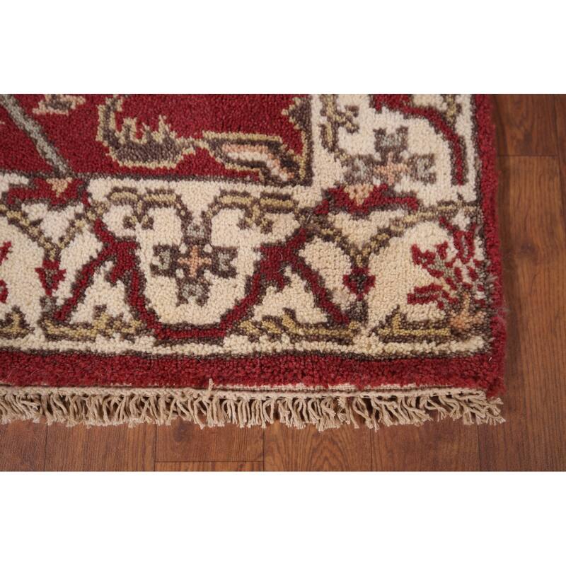 Red & Ivory Oushak Indian Accent Rug Hand-Knotted Wool Carpet - 2'11"x 4'9"