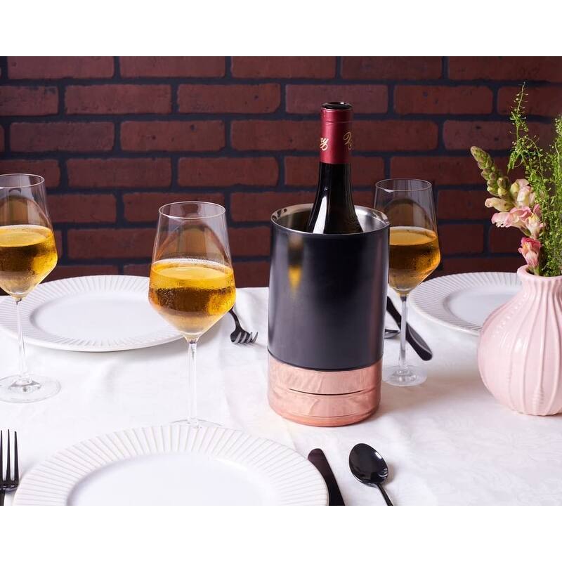 Sol Living Wine Chiller Bucket Double Wall Stainless Steel Barware Wine & Champagne Holder, 1.6 qt