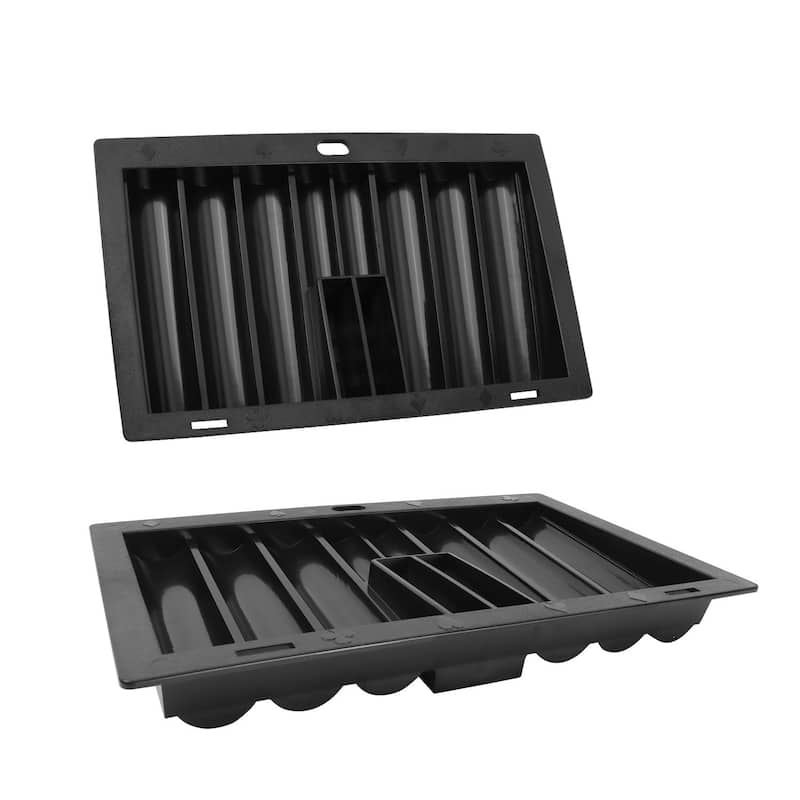 GSE™ Casino Poker Table Dealer Poker Chip Tray. Custom Poker Table Chip Rack/Holder for 300 Chips&2 Cards - Black - Black