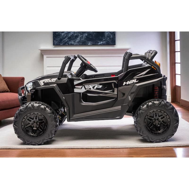 24V 4WD 2-Seater Kids Ride On UTV with Remote Control, Bluetooth Music, Dual Doors, LED Headlights,Suspension & Battery Display