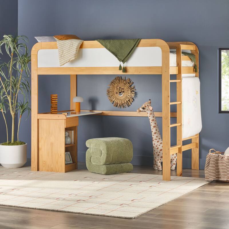 Walker Edison Twin Loft Bed with Desk