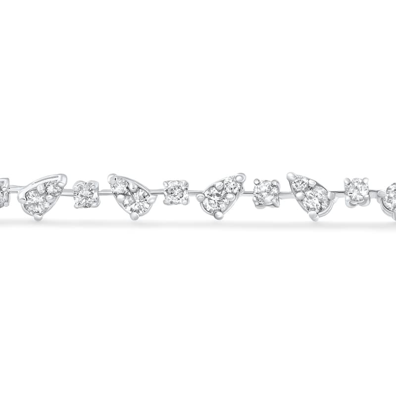 3.43Ct White Gold Natural Real Diamond Pear Frame Tennis Bracelet 7" Women's