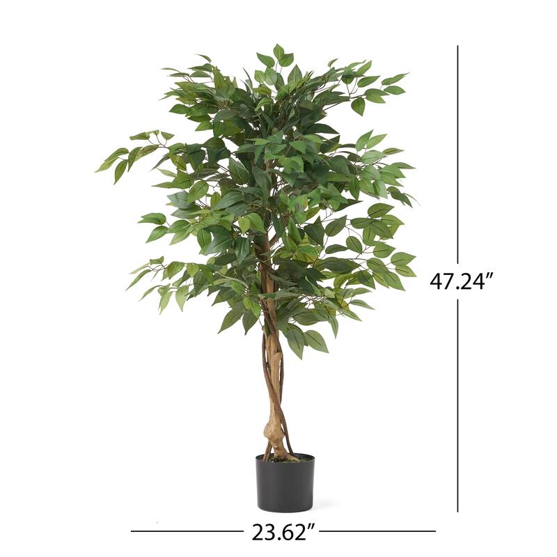 120cm Artificial Ficus Tree in Pot Indoor Outdoor Home Decor - Green