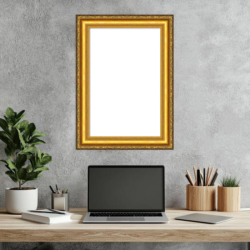 Amanti Art Colonial Embossed Gold Framed Dry Erase Magnetic Board