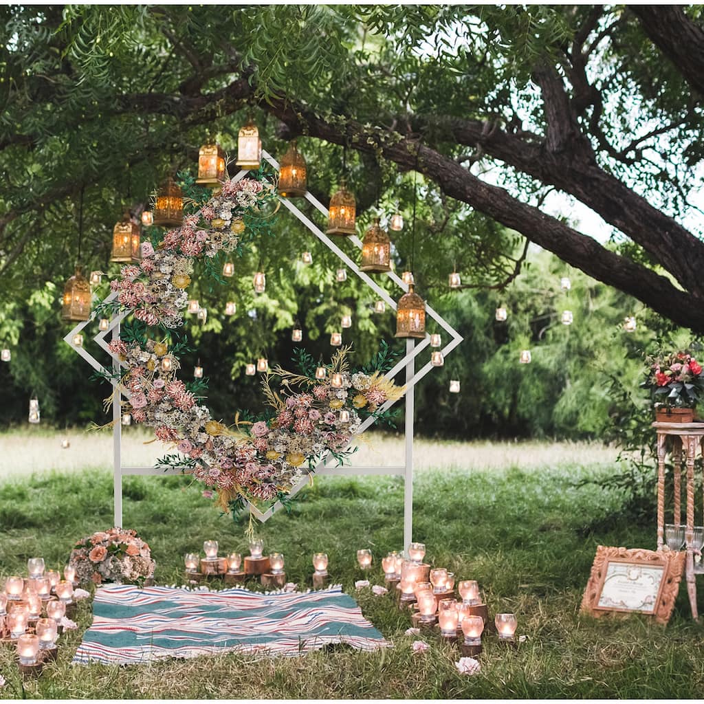 Large Sturdy Diamond Wedding Arch Heavy Duty Iron Backdrop Stand Kit