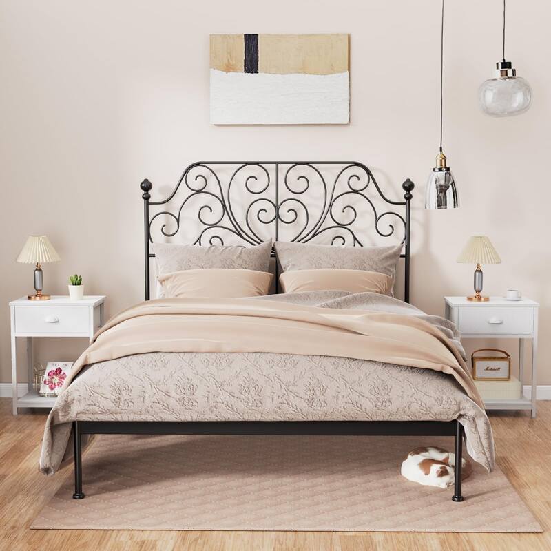 Nightstands Set of 2, End Table with Fabric Drawer, Small Side Table for Small Spaces, 2 Tiers Storage Shelves End Table