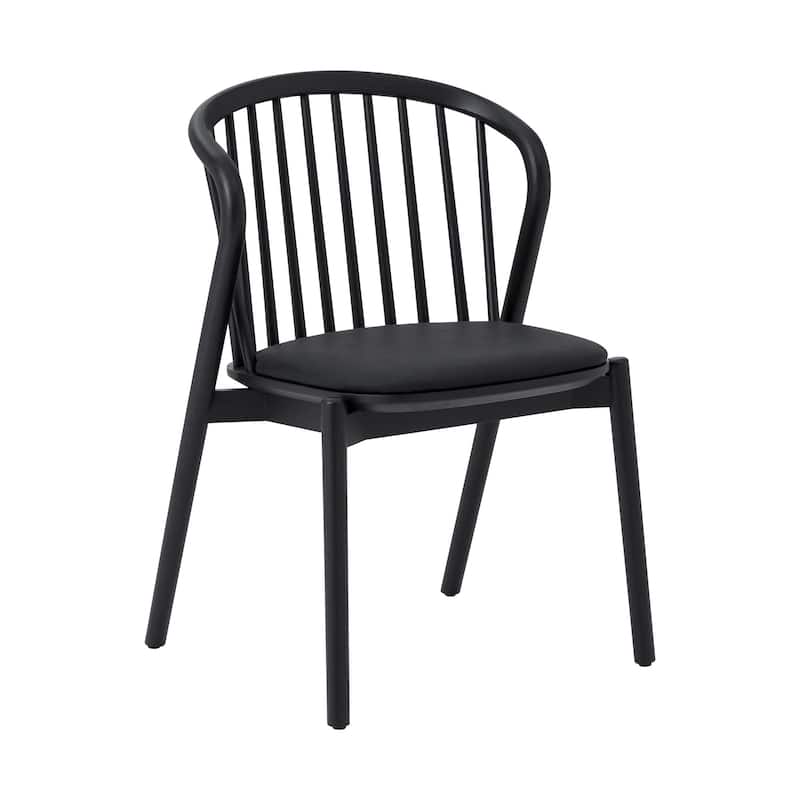 HomeRoots Six Piece Black Round Dining Set with Four Chairs and Sideboard