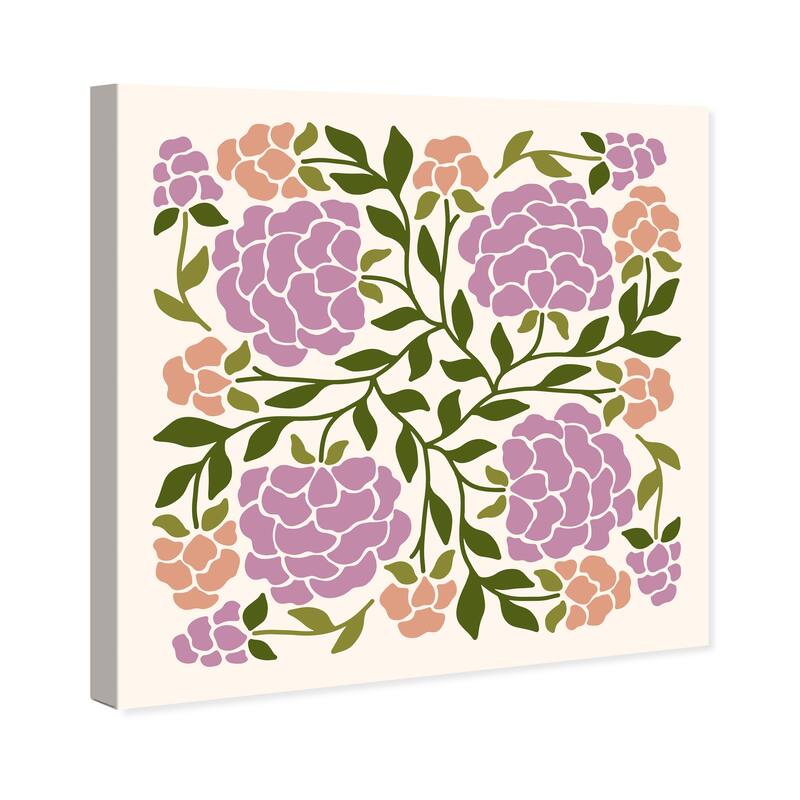 Wynwood Studio Canvas Floral and Botanical Malvas Season Purple and Light Purple Modern & Contemporary Wall Art Canvas Print