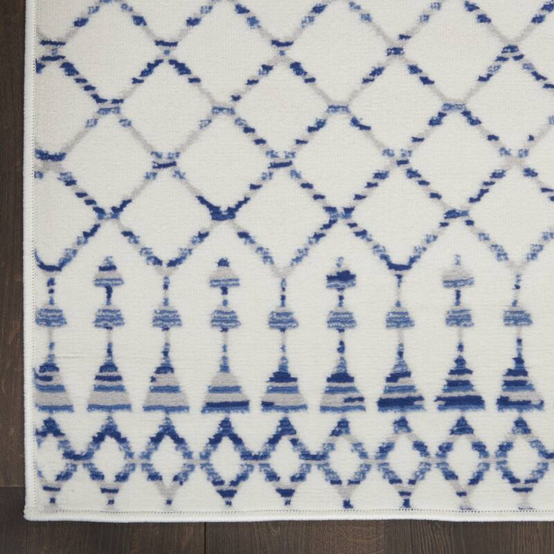 Joman Power Loomed Distressed Geometric Abstract Modern Non Skid Stain Resistant Area Rug By HomeRoots - 96' X '24' X '0.39