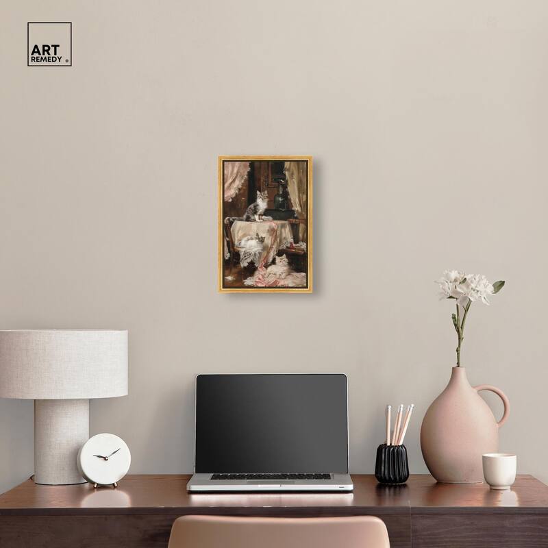 Kittens at the Table Canvas by Art Remedy