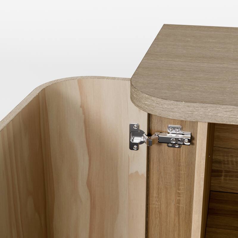 Light Oak Sideboard Buffet Cabinet with 4 Drawers & 2 Doors, Push-to-Open System, Waterproof Surface & Anti-Tip Kit Dresser