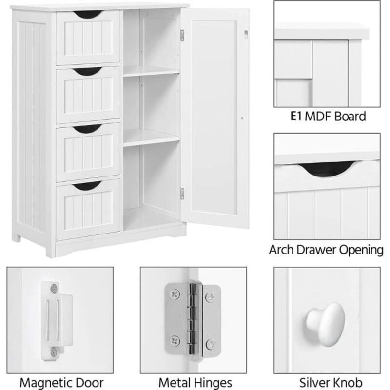 4 Drawers Bathroom Storage Cabinet, White