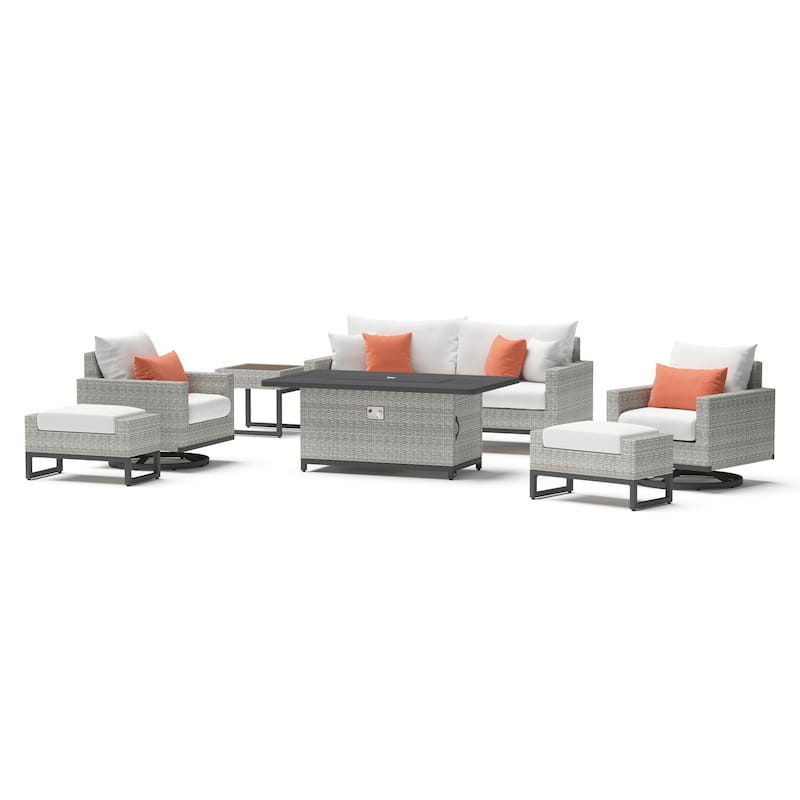 Milo Gray 7 Piece Sunbrella Outdoor Patio Motion Fire Set