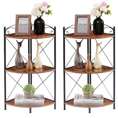 3-Tier Corner Shelf Industrial Triangle Display Storage Rack, Set of 2