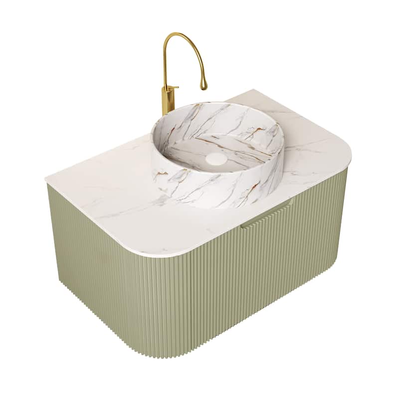 Wall-Mounted Floating Bathroom Vanity with Sink