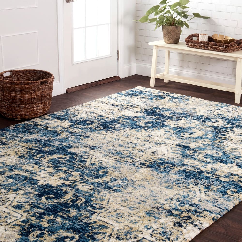 Alexander Home Verona Transitional Navy Medallion Rug
