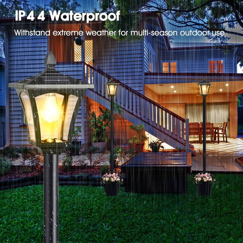 65" Solar Lamp Post Light with Planter Garden Lights Outdoor