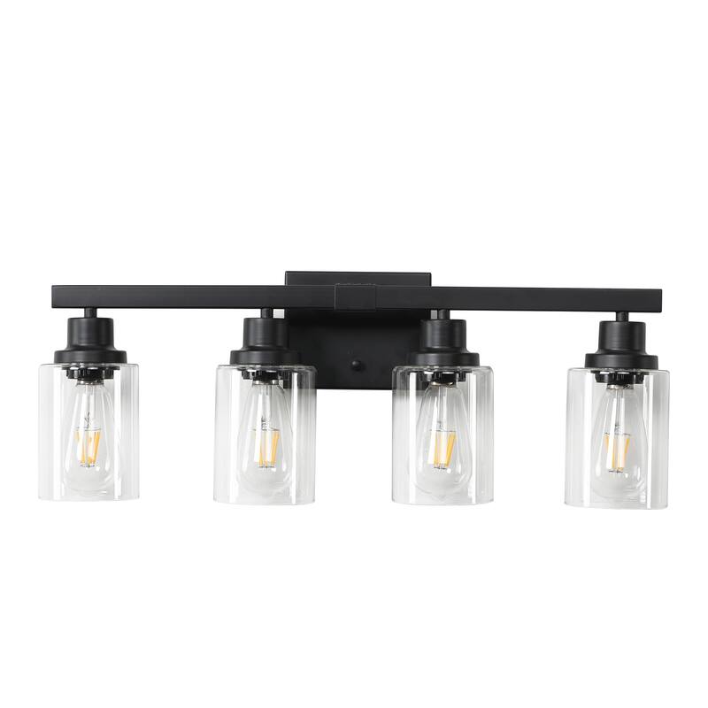 24" 4-Light Vanity Light with Clear Glass Shades, Modern Iron Metal Bathroom Wall Fixture for Mirror (No Bulbs)
