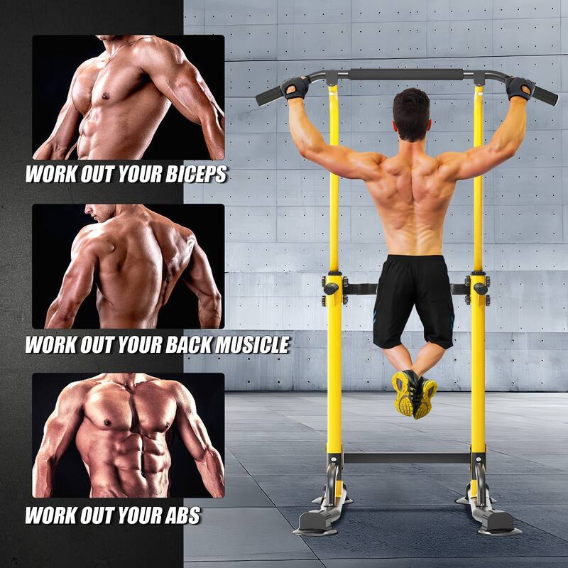 Adjustable Height Power Tower Pull Up Bar Station Home Gym Workout Equipment