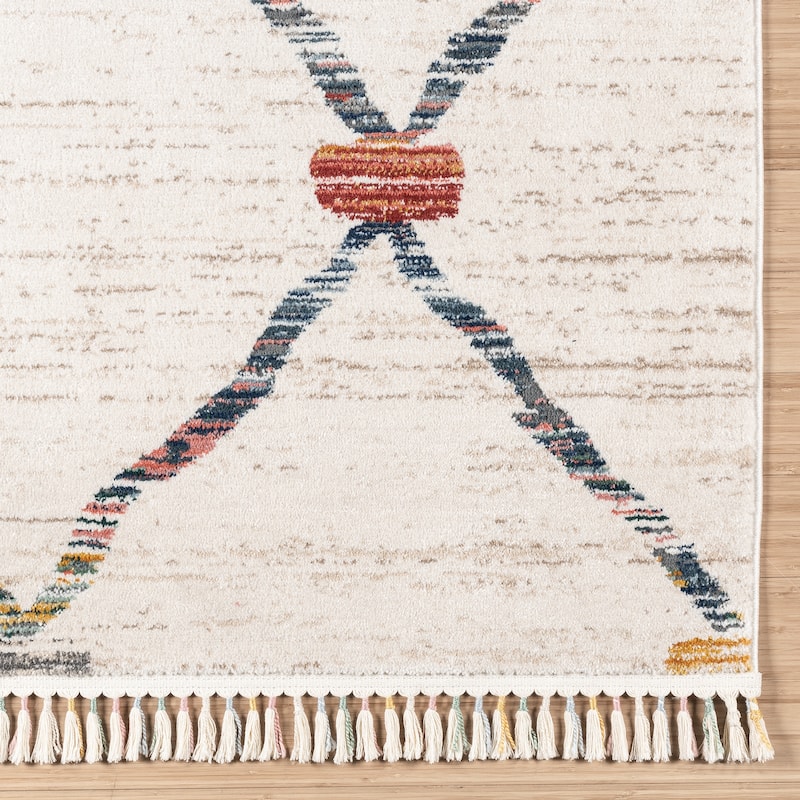 Gertmenian Amiens Dieppe Cream Modern Chainlink Style Area Rug Runner - 2' 7" x 8'
