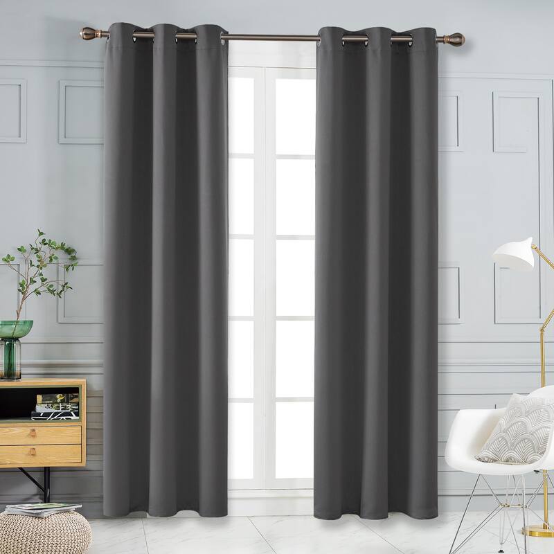 Deconovo Insulated 42 Width Curtain Panel Pair (2 Panel) - W42 x L108 Inch - Dark Grey