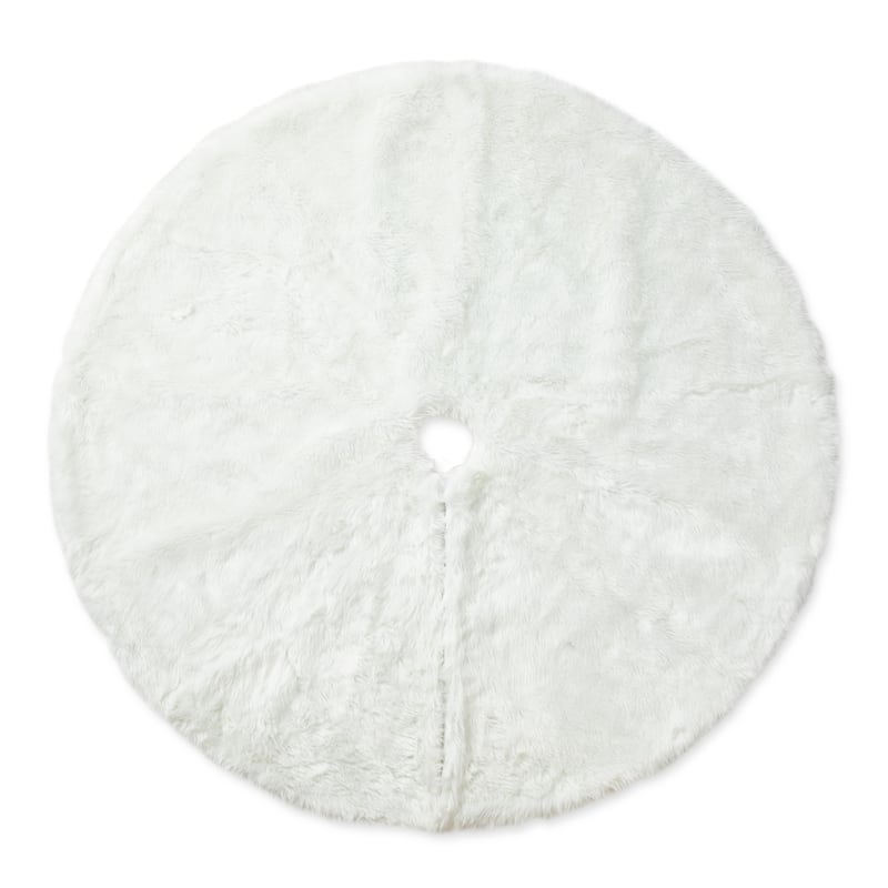 Glitzhome 48"D White Soft Plush Christmas Tree Skirts