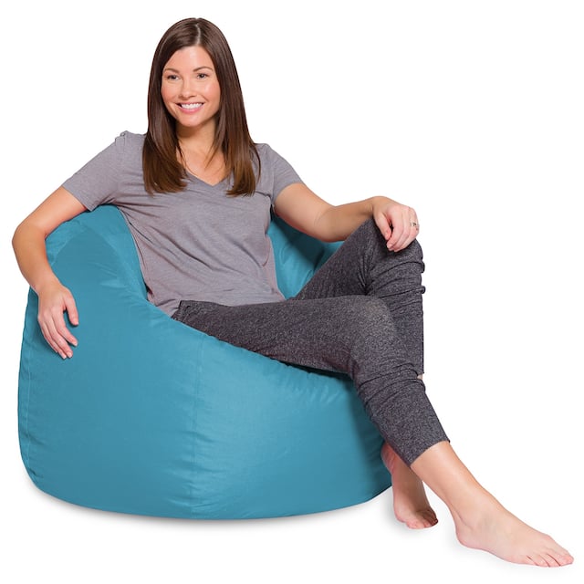 Kids Bean Bag Chair, Big Comfy Chair - Machine Washable Cover - 48 Inch Extra Large - Heather Teal