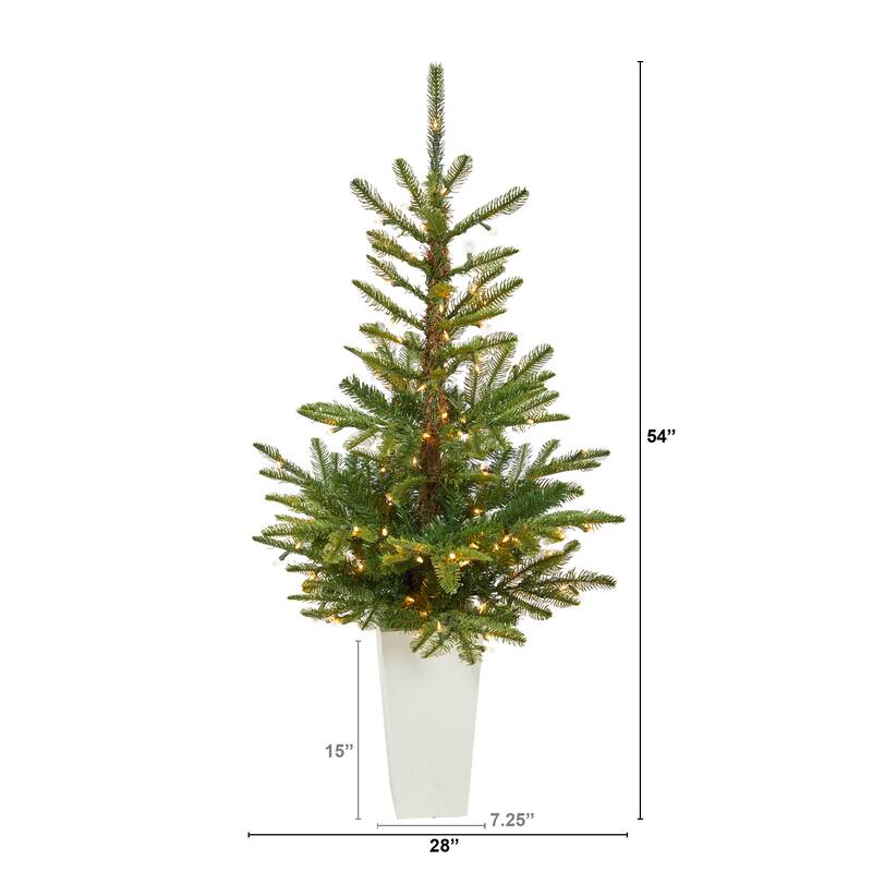 4.5' Artificial Christmas Tree with 100 LED Lights in White Planter