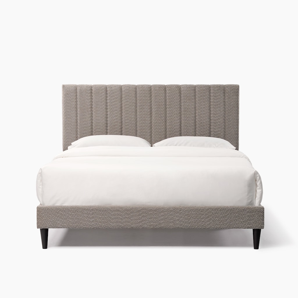 Gray Queen Size Tufted Upholstered Platform Bed