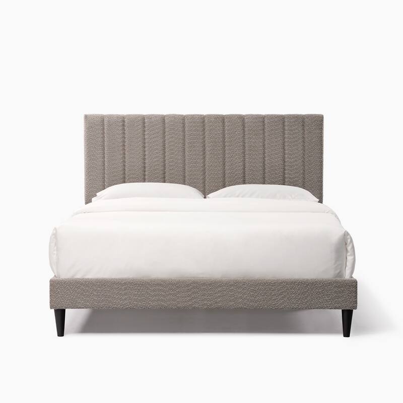 Gray Queen Vireo Tufted Upholstered Platform Bed - Gray