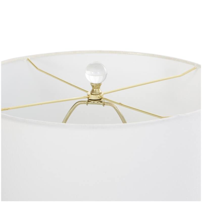 Gold Metal Inverted Cone Shaped Room Accent Lamp with Glass Ball Accent and Square Base