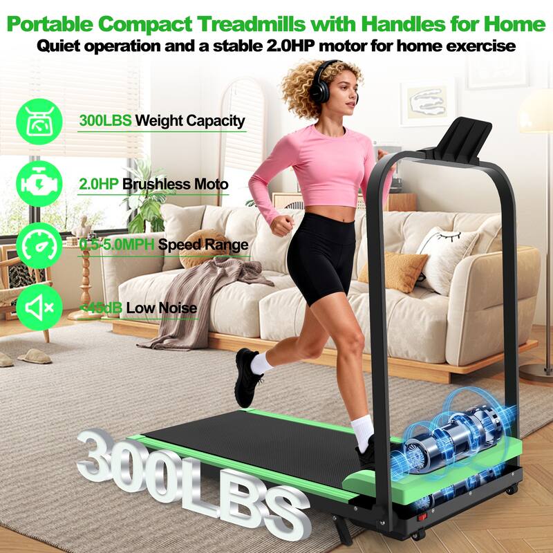 Foldable Treadmill with Handle Bar Incline, 2 in 1 Upgrade Portable Under Desk Walking Pad and Vibration Pad with Remote Control