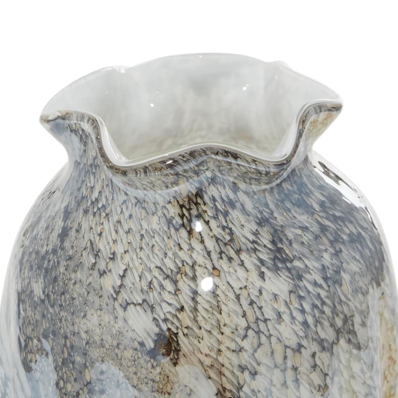 Glass Handmade Blown Vase - Set of 2 Gray - Roche River Decor - 6"W x 6"L x 12"H
