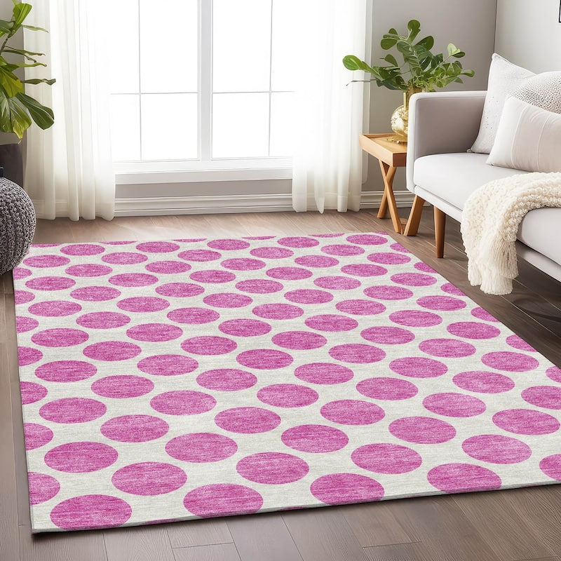 Premium Washable Super Soft Geo Dots Mayfield Rug - Blush - 8' x 10'