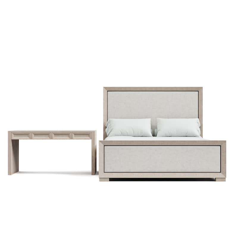 Furniture of America Durem II Modern 2-Piece Solid Wood Tawny Panel Bed and Desk Set