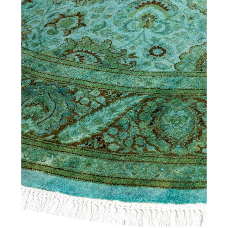 Overdyed One-of-a-Kind Hand-Knotted Area Rug - Green - 7' 1" x 7' 1"