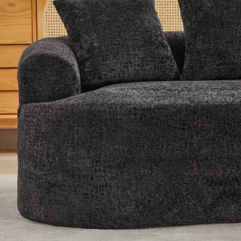 63.2" Modern Small Loveseat Sofa, Chenille Boneless Couch, Deep Seat Sofa with 3 Pillows