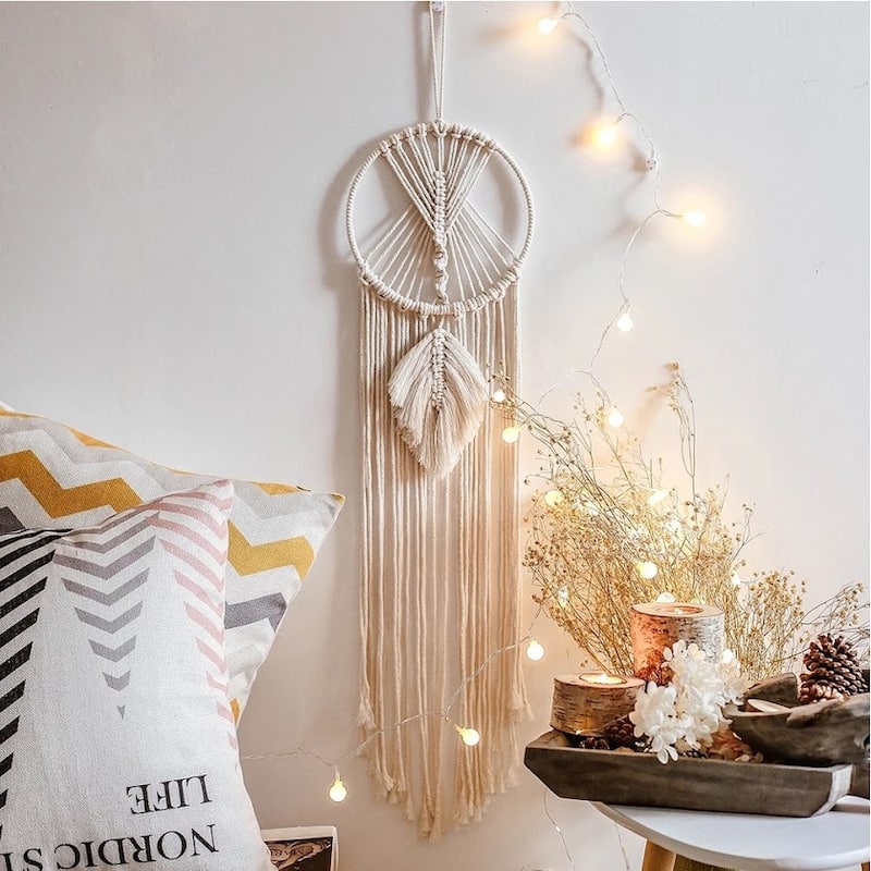 Set of 4 Boho Dream Catcher Wall Haning Macrame with lights
