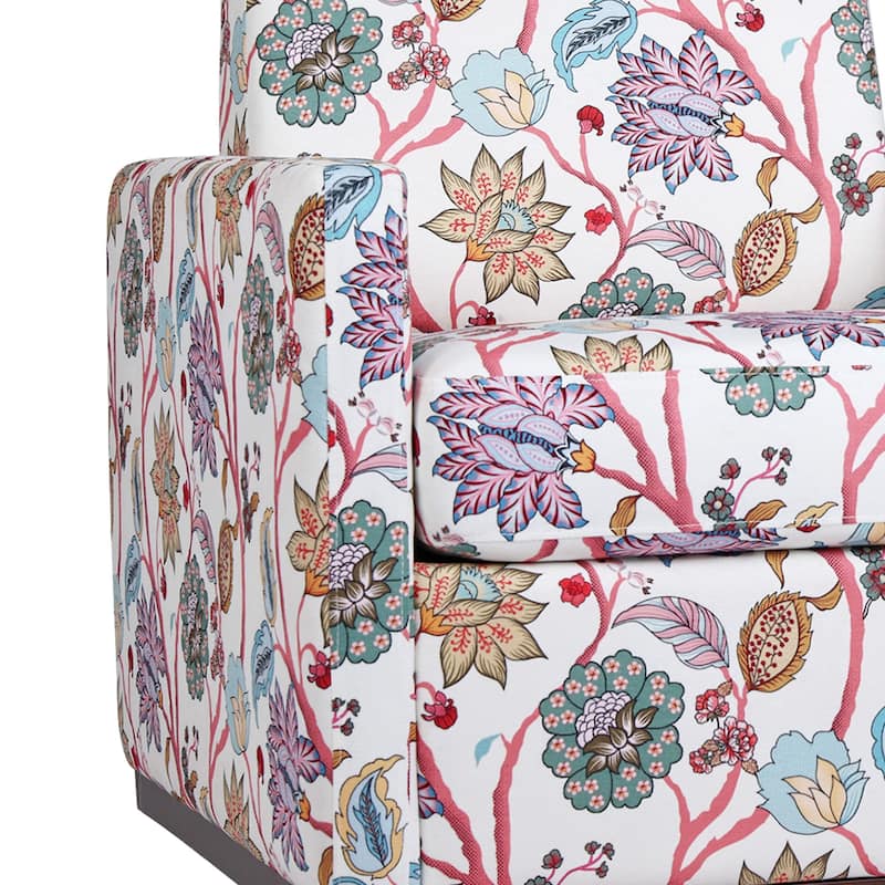 Pattern Swivel Armchair Linen Upholstered Accent Chair