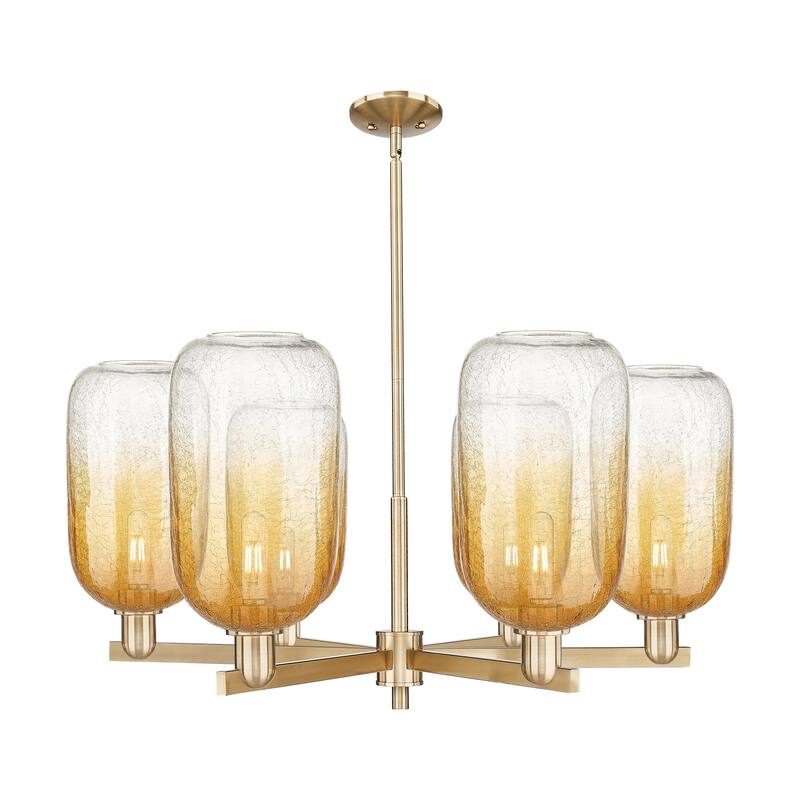 Innovations Lighting Downtown Urban - Brookhaven Cloche - 6 Light 24" Stem Hung Chandelier - Champagne Bronze/Amber